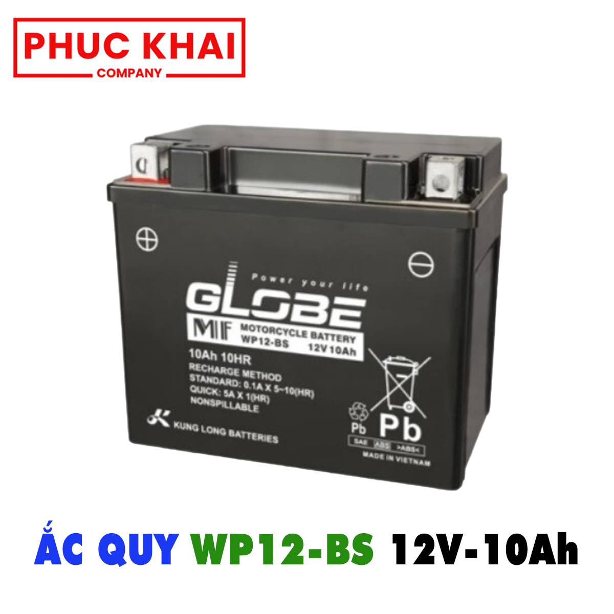 Bình ắc quy Globe WP12-BS (12V–10AH)