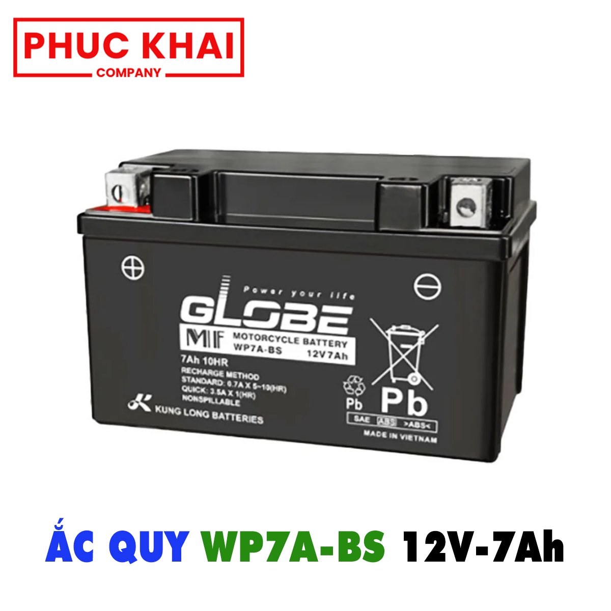 Bình ắc quy Globe WP7A-BS 12V-7AH (10HR)