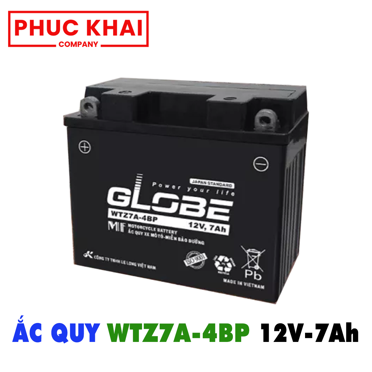 Bình ắc quy Globe WTZ7A – 4BP (12V – 7AH)