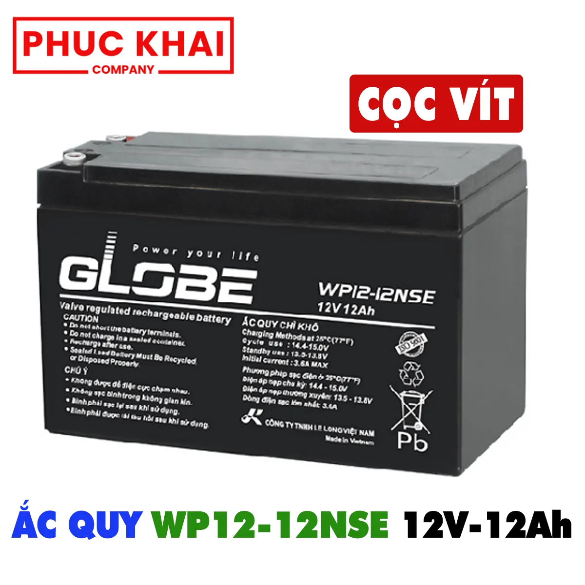 Ắc quy Globe WP12-12NSE (12V–12AH)